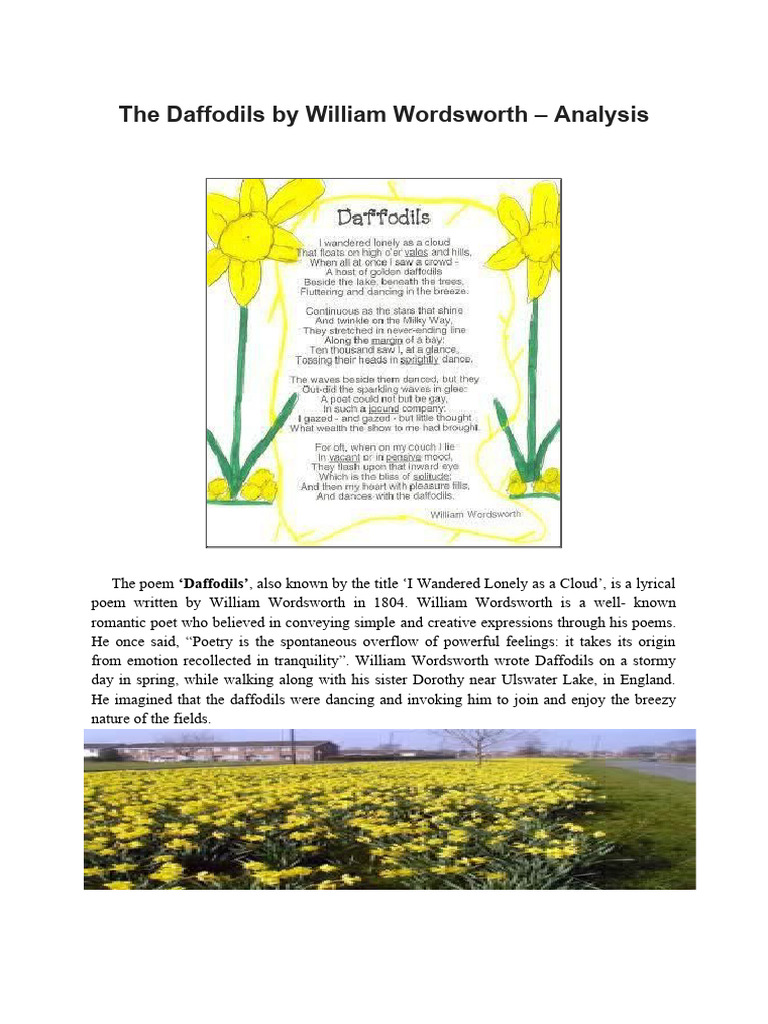 The Daffodils by William Wordsworth Analysis PDF