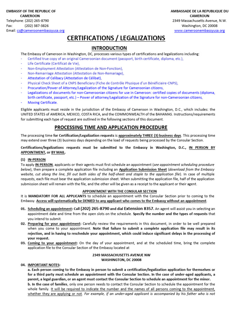 Cameroonian Document Certification Guide | PDF | Identity Document ...