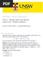 Handout 2.03 - Modular Arithmetic