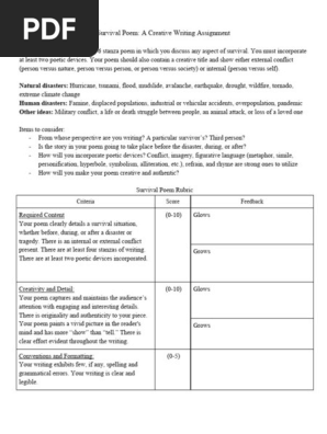 Survival Poem Creative Assignment