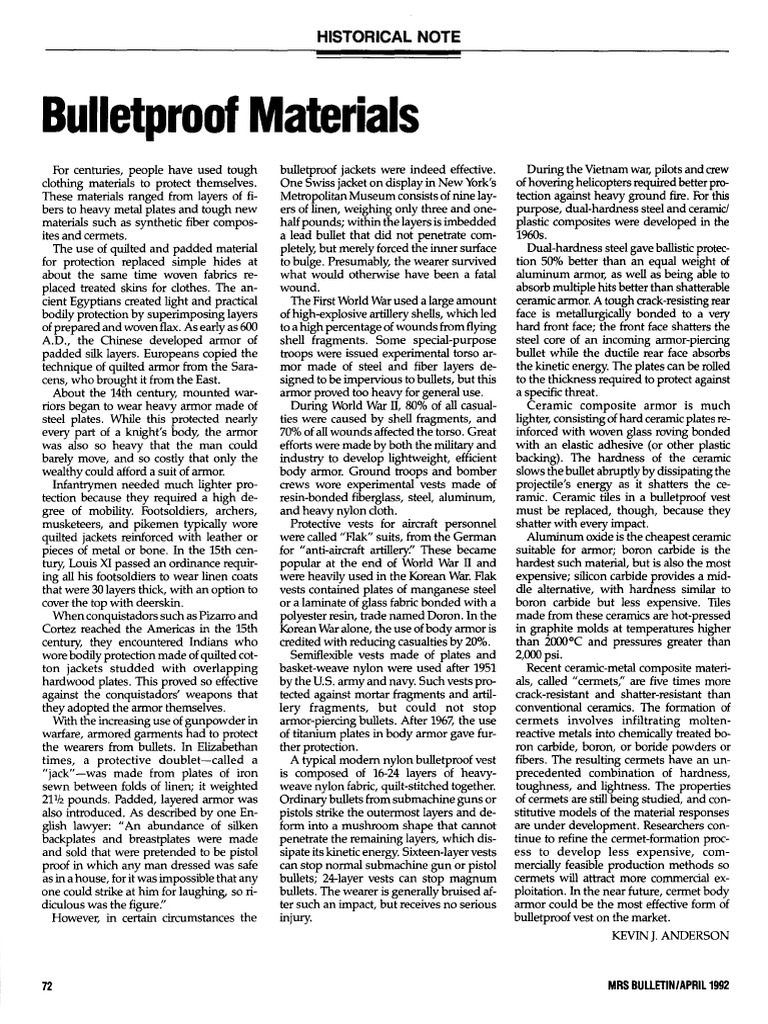 Bulletproof Materials PDF Materials
