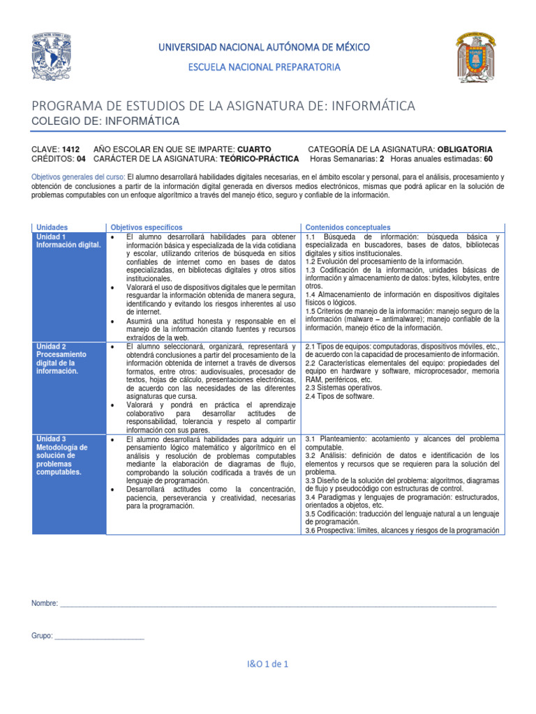Programa de Estudios en Informática | PDF | Programación de ...