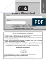 Prova Bimestral: História, Geografia, Ciências, Língua Inglesa e Língua Espanhola