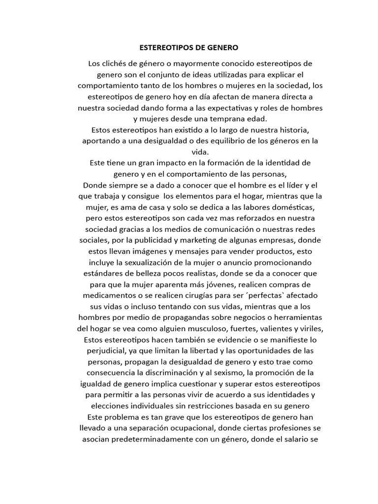 Estereotipos de Genero | PDF | Rol de género | Sexismo