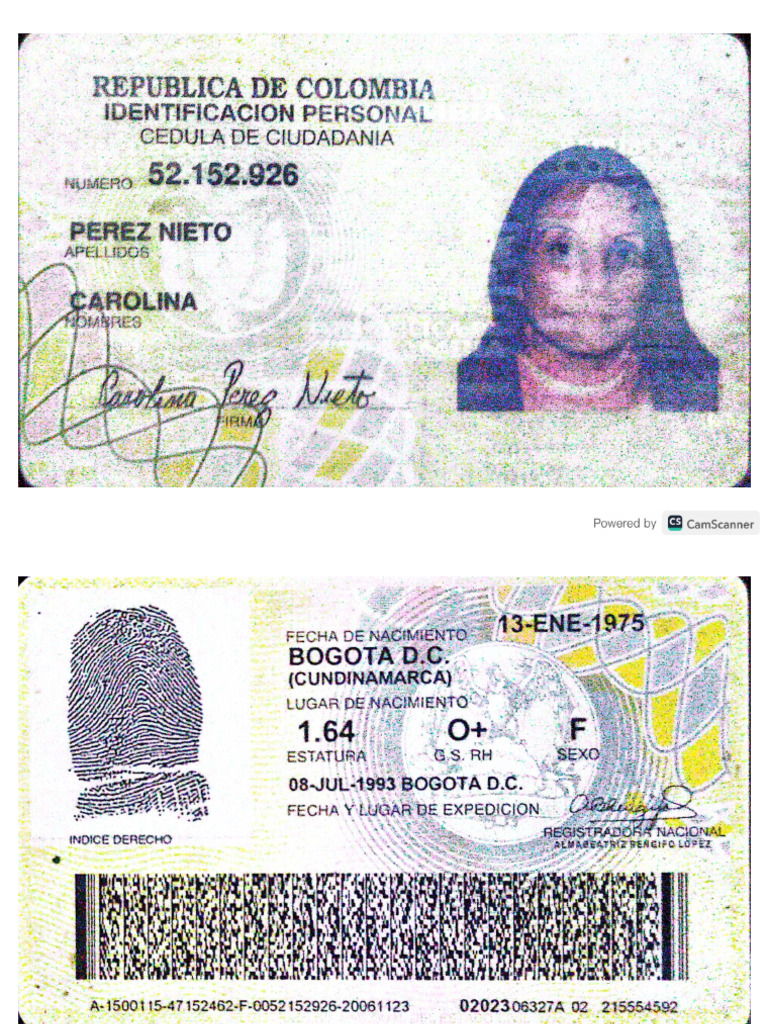 Cédula Carolina Pérez | PDF