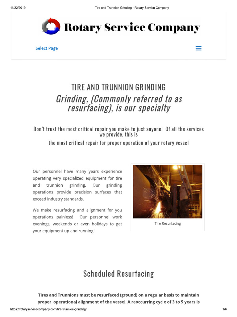 Tire and Trunnion Grinding Rotary Service Company PDF