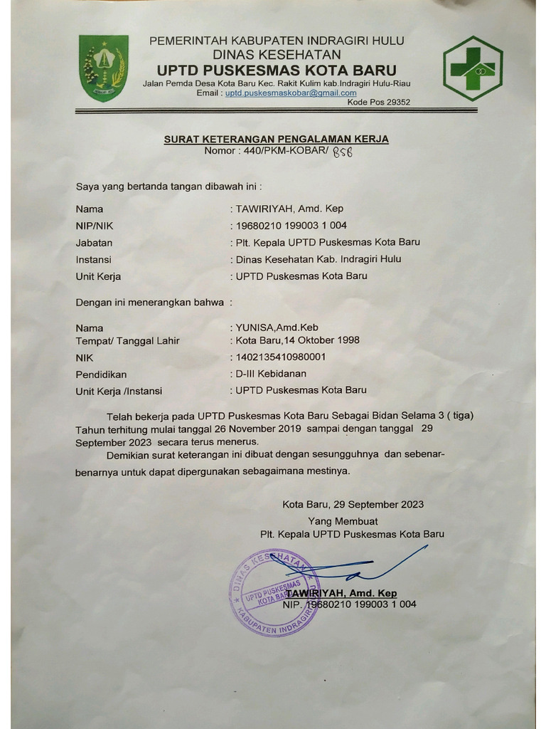 Surat Aktif Bekerja 23 | PDF