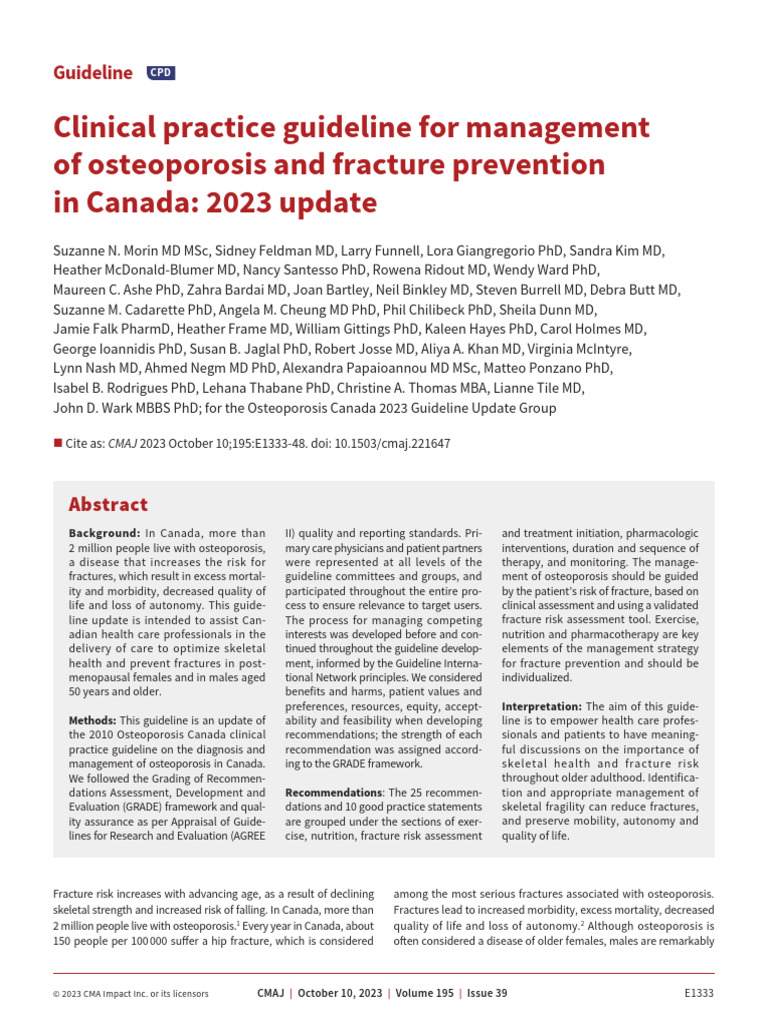 Clinical Practice Guideline For Management of Osteoporosis and Fracture