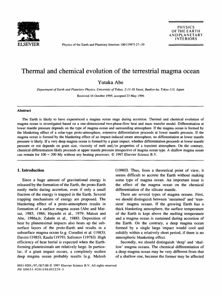 Thermal Evolution of Earth's Magma Ocean | PDF | Magma | Convection