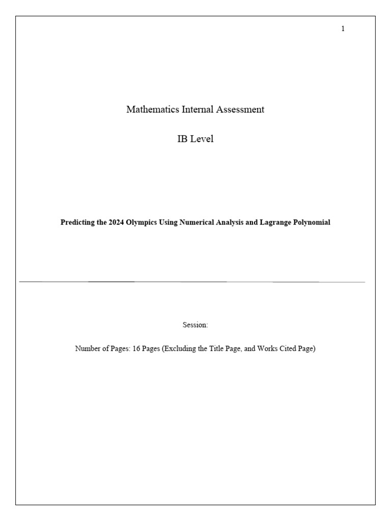 Predicting The 2024 Olympics Using Numerical Analysis and Lagrange