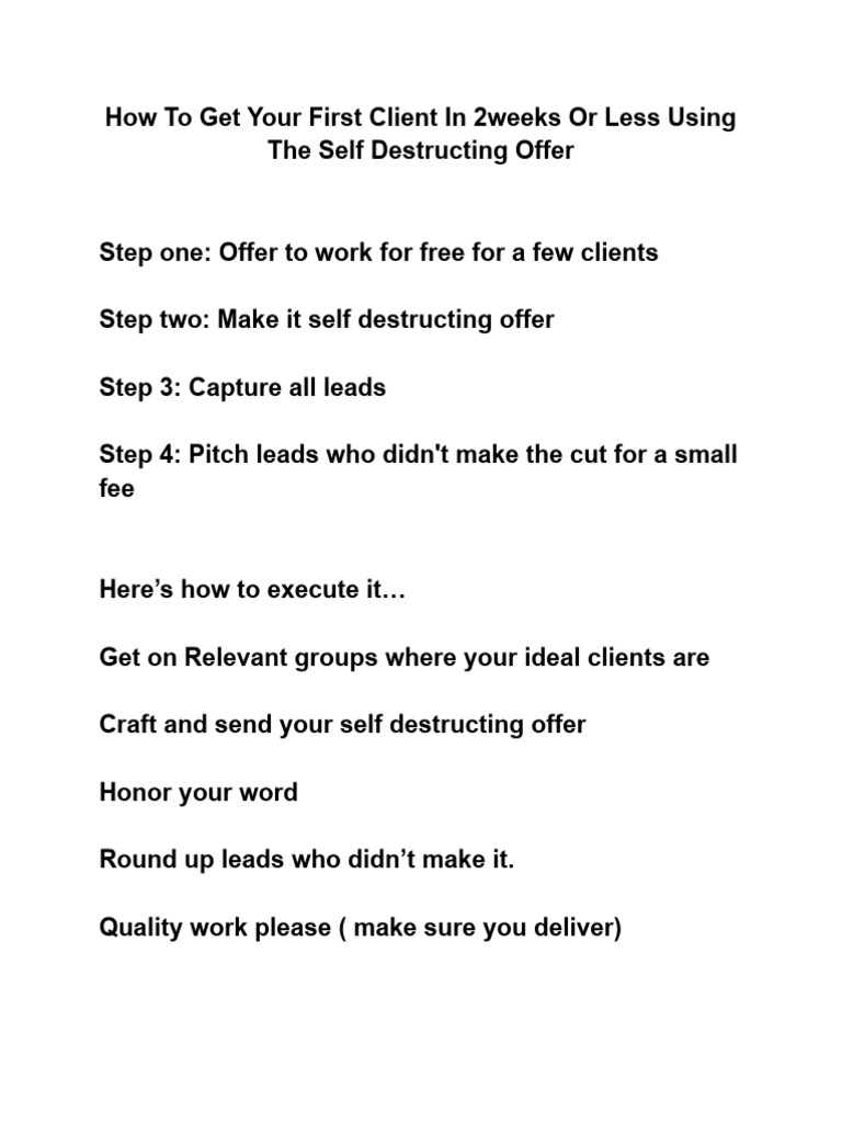 How to get your irst client in 2 weeks or less pdf human