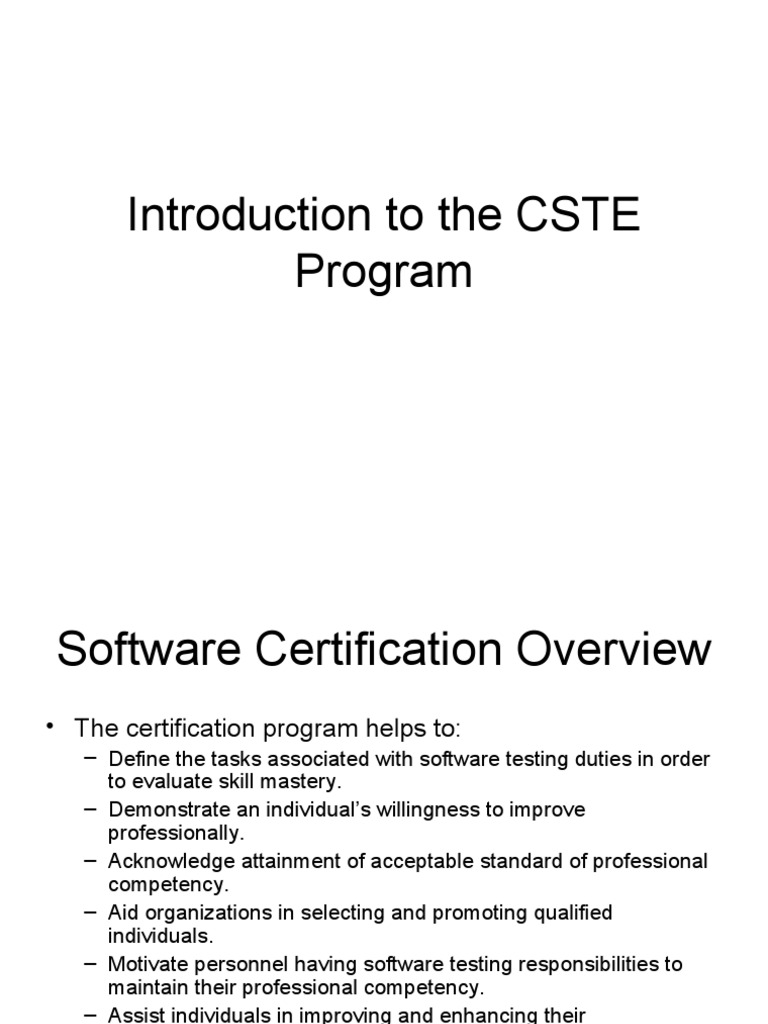 Introduction To The CSTE Program 200603 | PDF | Certification ...