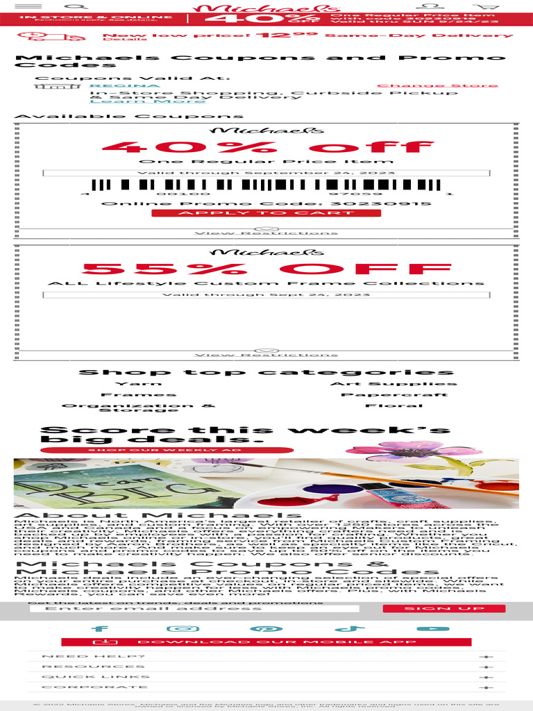 Coupons & Promo Codes Michaels Canada PDF Marketing Service Industries