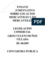 Ensayo Argumentativo Sobre Los Actos Mercantiles y No Mercantiles