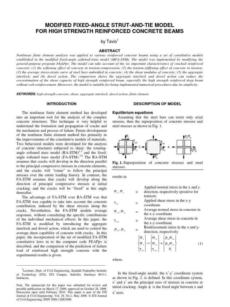 Modified Fixed Angle Strut and Tie Model | PDF | Stress (Mechanics ...