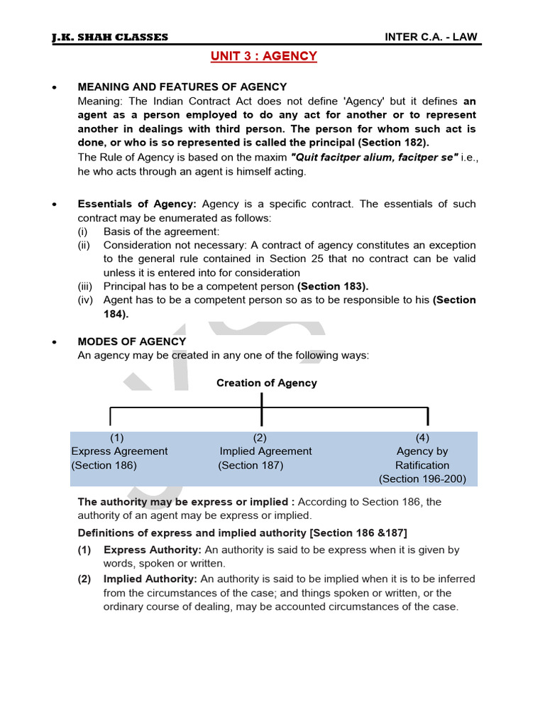 Agency Notes | Download Free PDF | Law Of Agency | Legal Liability
