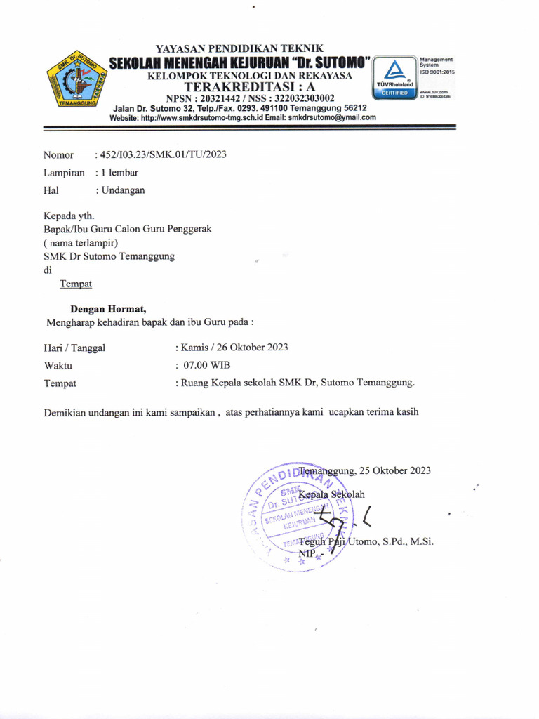 Undangan Calon Guru Penggerak | PDF