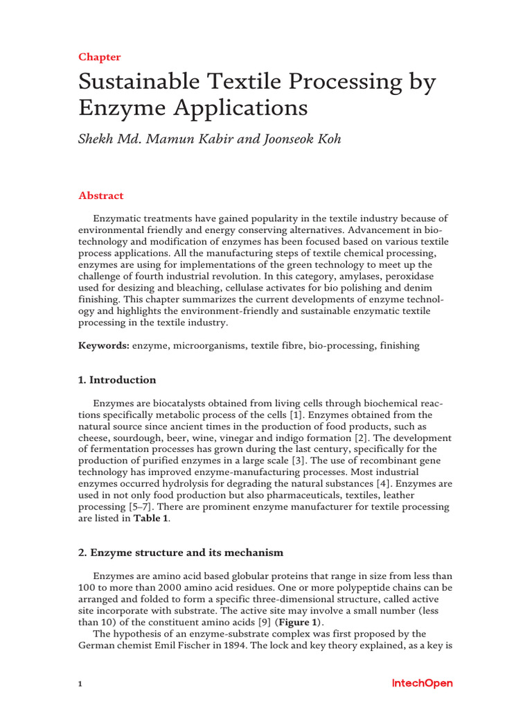 Enzymatic Solutions for Sustainable Textiles | PDF | Enzyme | Hydrogen ...
