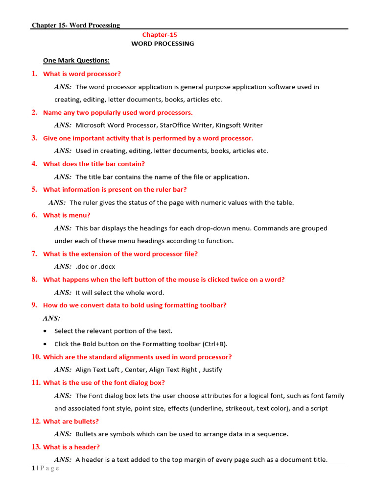 Chapter 15 - Word Processing 20210513173446 | PDF | Microsoft Word ...