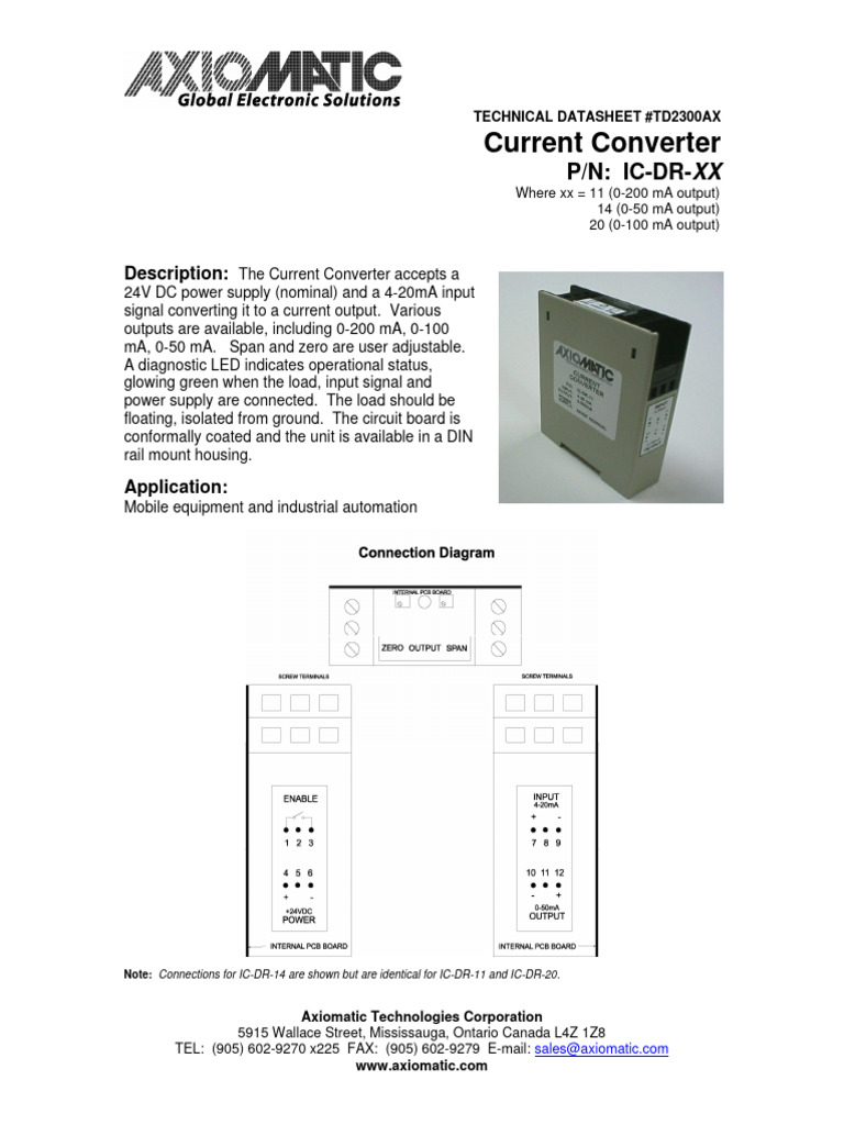 Axiomatic Current Converter PDF Power Supply Manufactured Goods