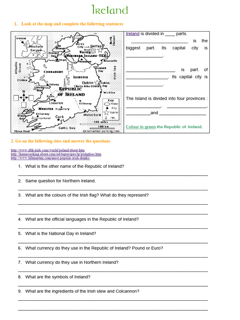 Webquest Ireland Pdf Ireland Republic Of Ireland