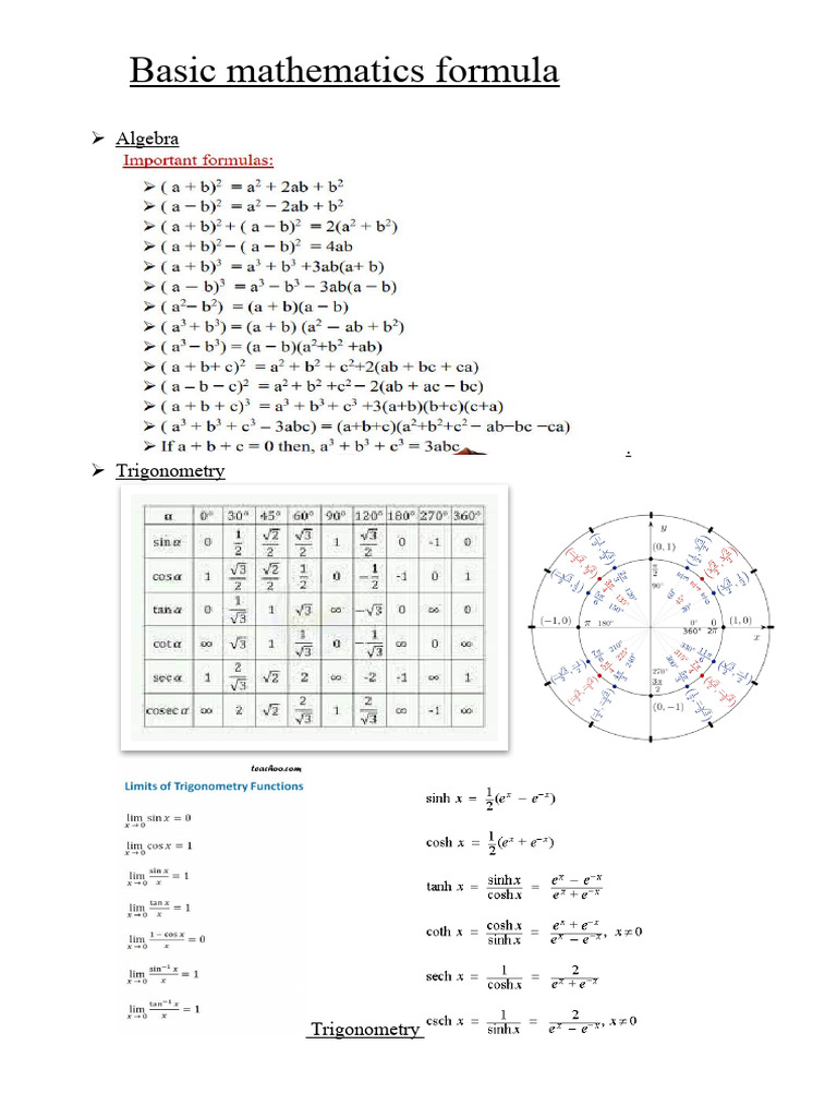 Basic mathematics formula | PDF