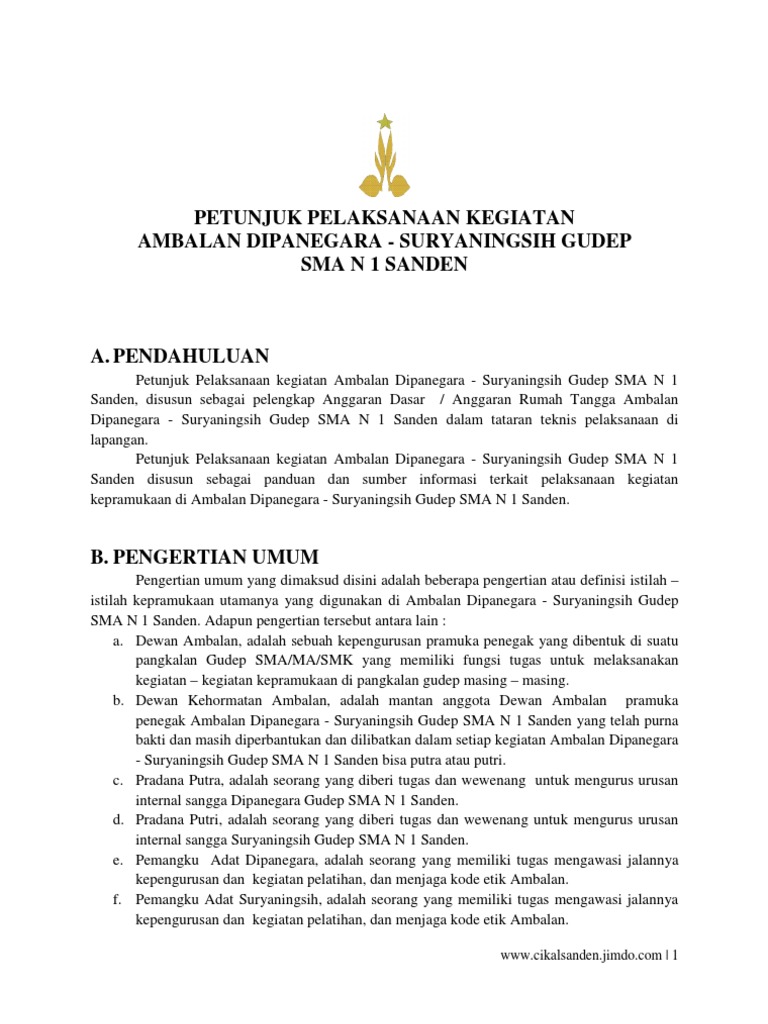 PETUNJUK PELAKSANAAN KEGIATAN