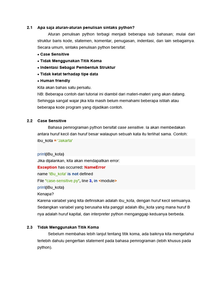 Aturan Penulisan Sintaks Python | PDF | Komputer
