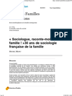 Sociologue, Raconte-Moi La Famille ! 30 Ans de Sociologie Française de La Famille