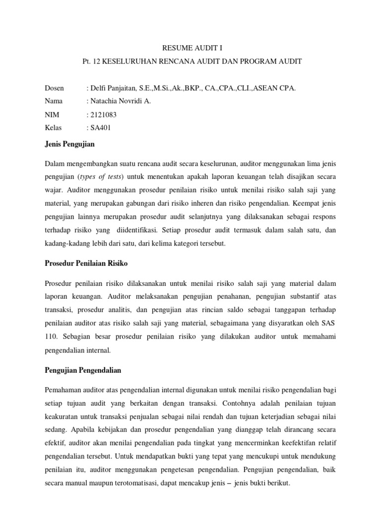 Rencana dan Prosedur Audit Keuangan | PDF | Pengelolaan Keuangan & Uang