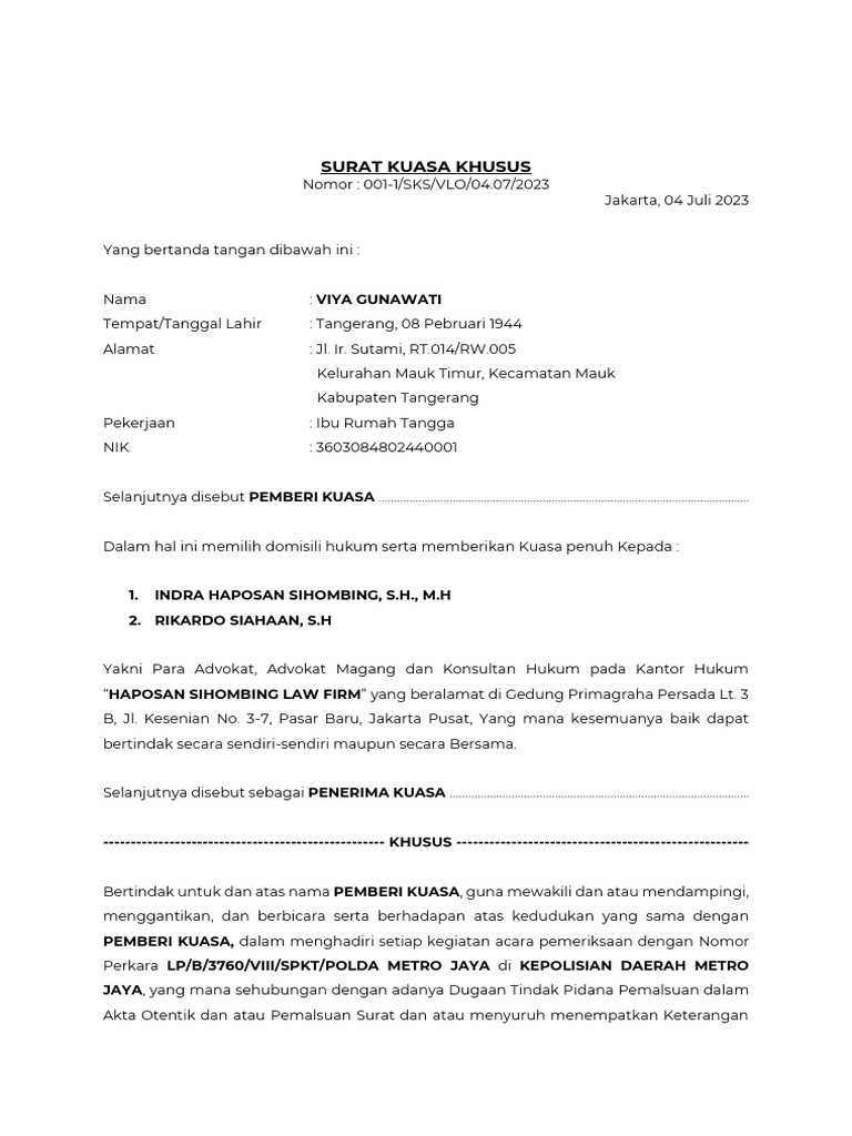 New surat kuasa tambahan viya gunawati 1 pdf