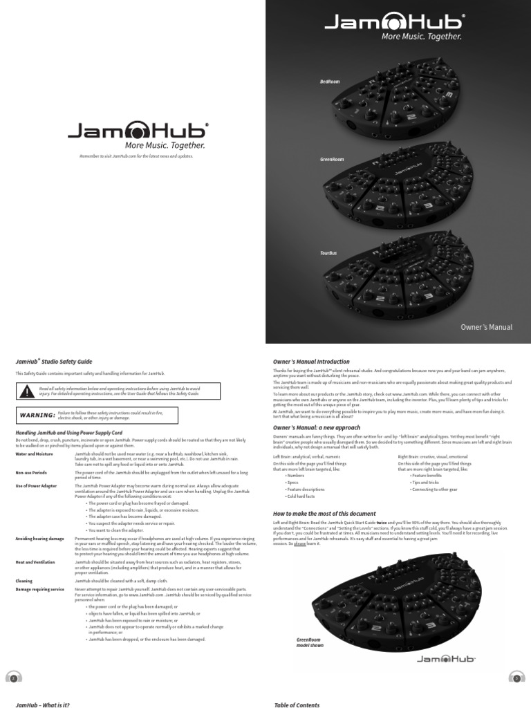 JamHubOwnersManual English | PDF | Headphones | Electronics