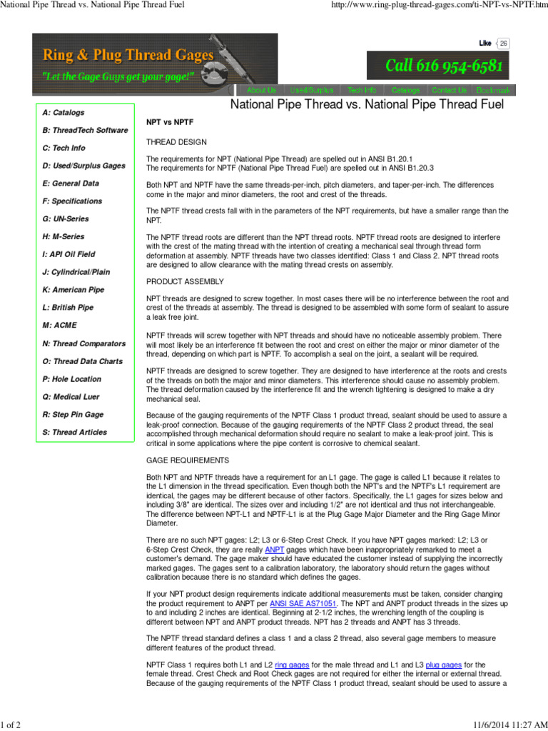 NPT Vs NPTF 01 | PDF | Cutting Tools | Equipment