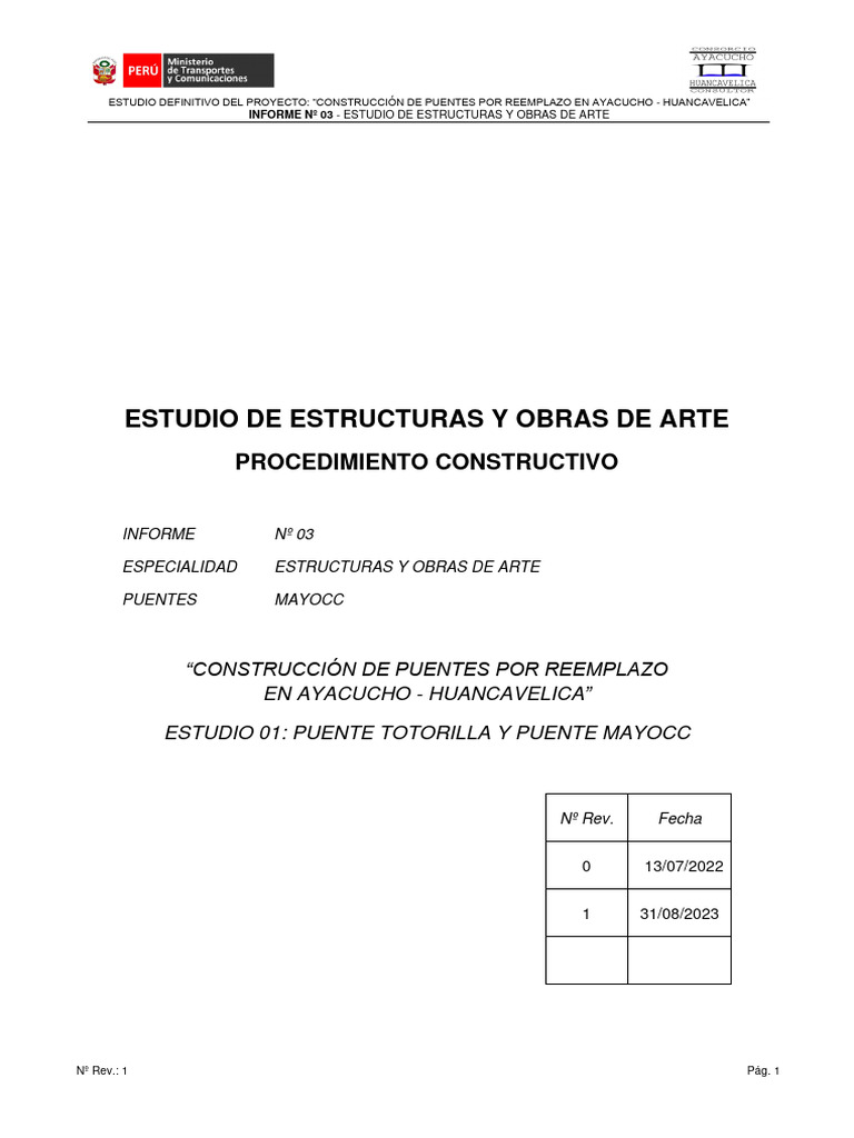 Inf03 Est01-PC-Pte Mayocc Estructuras.R1 | PDF | Hormigón | Fundación ...