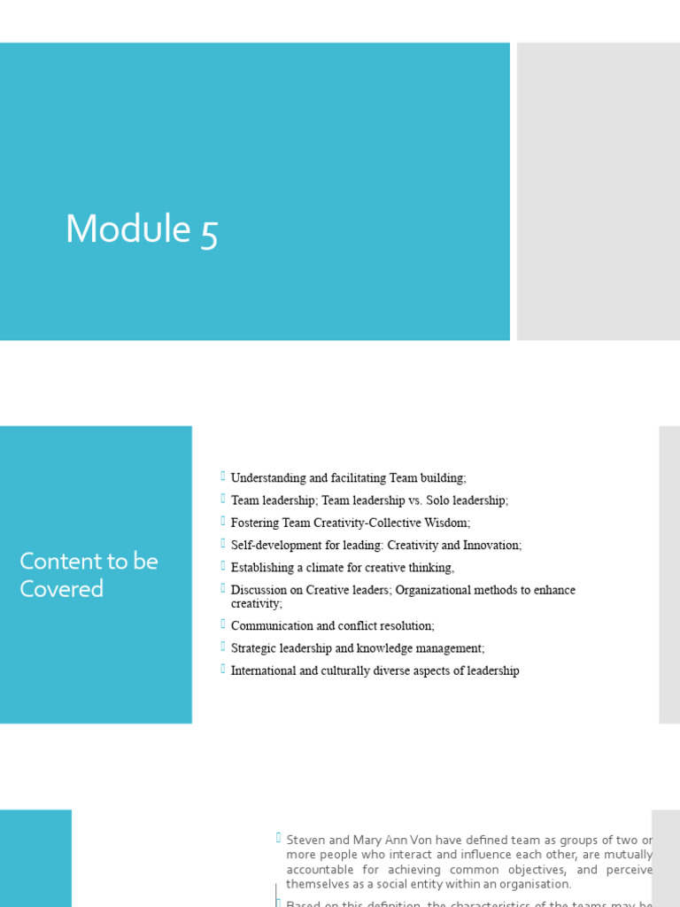 Team Leadership and Creativity Strategies | PDF | Leadership ...