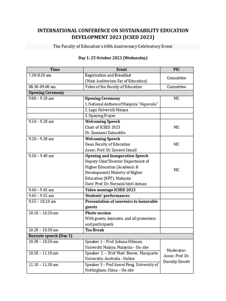 A. Conference Schedule ICSED 2025 PDF