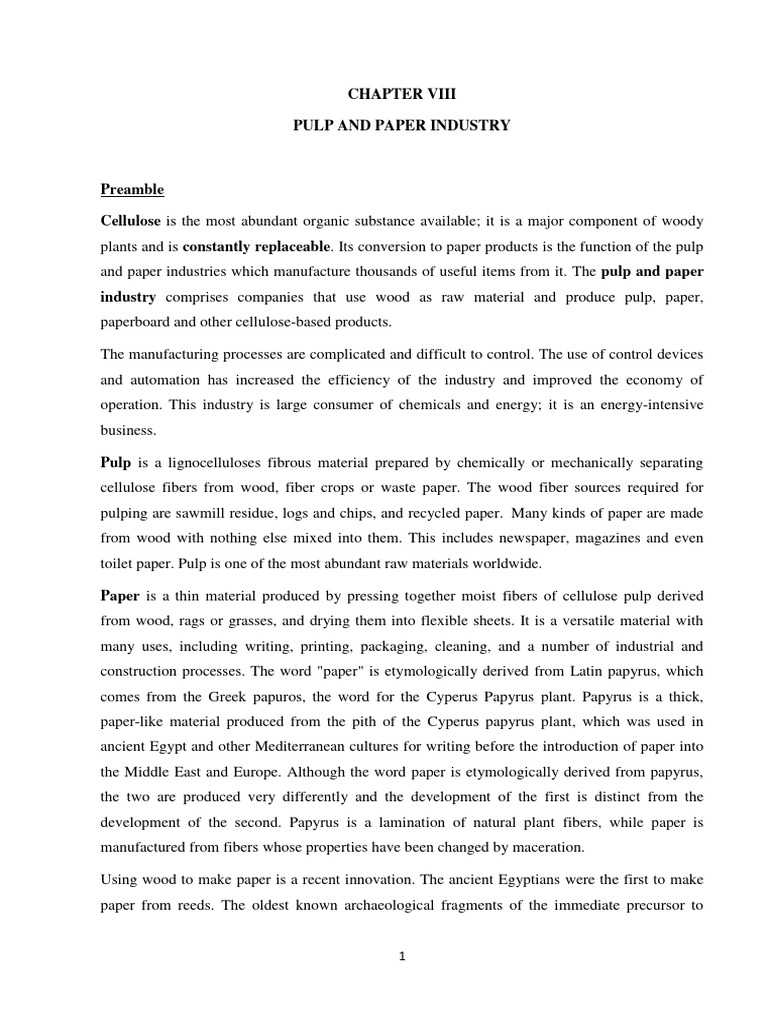 Pulp and Paper Industry Overview | PDF | Pulp (Paper) | Paper