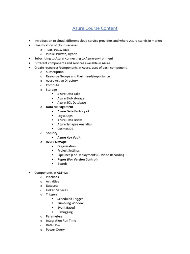 Syllabus - Azure Data Factory | PDF