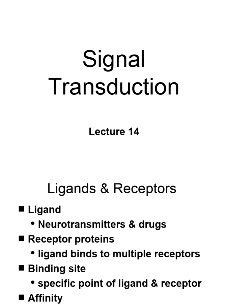 Signal Transduction PDF Cell Signaling Receptor (Biochemistry)