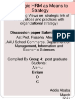 Strategic HRM As Means To Strategy: Discussion Paper Submitted To