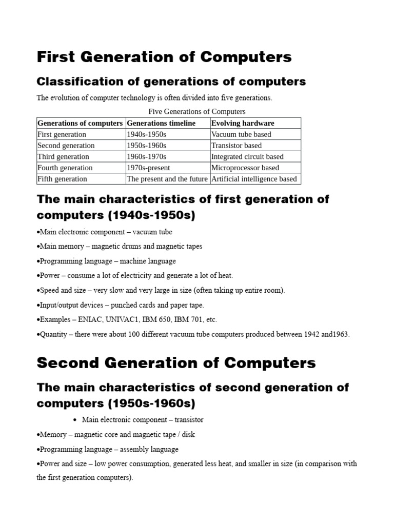 Computer Generations | PDF | Computer Data Storage | Read Only Memory