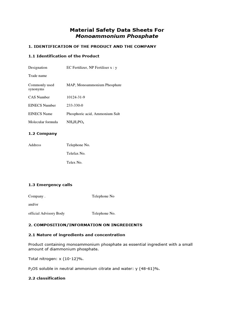 Process MSDS Ims 010 PDF Fertilizer Water