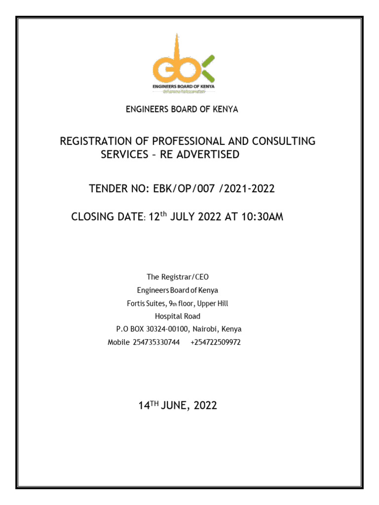 Registration for Consultancy Services in Kenya | PDF | Consultant | Iso ...