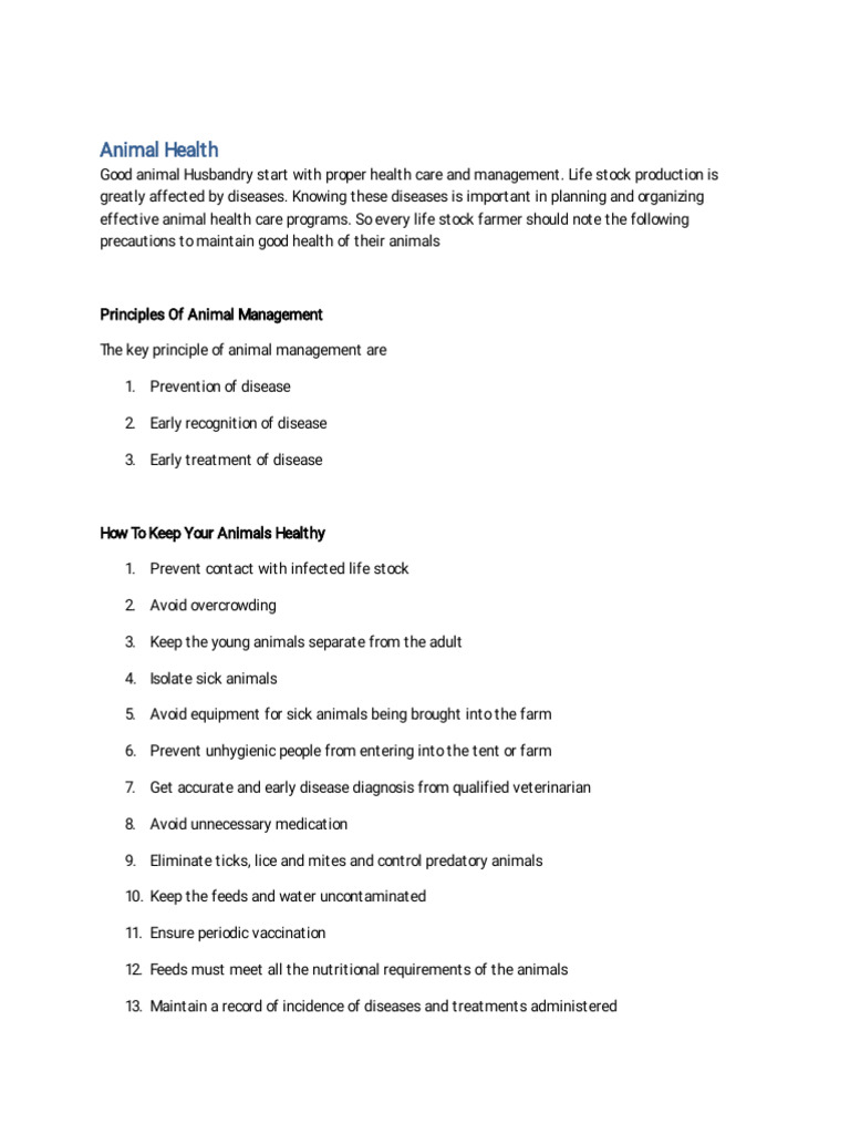Essential Animal Health Management Guide | PDF