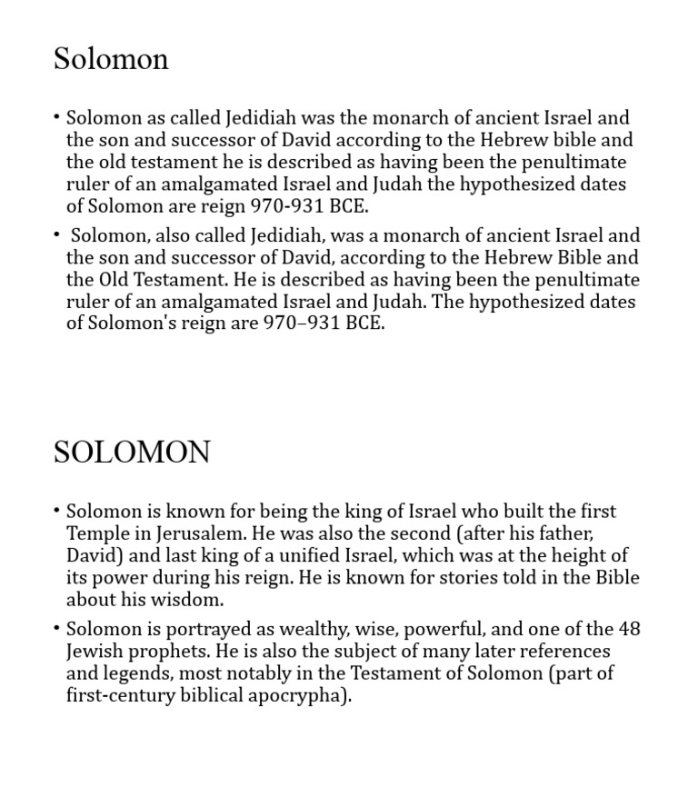 Solomon: Wise King of Israel | PDF