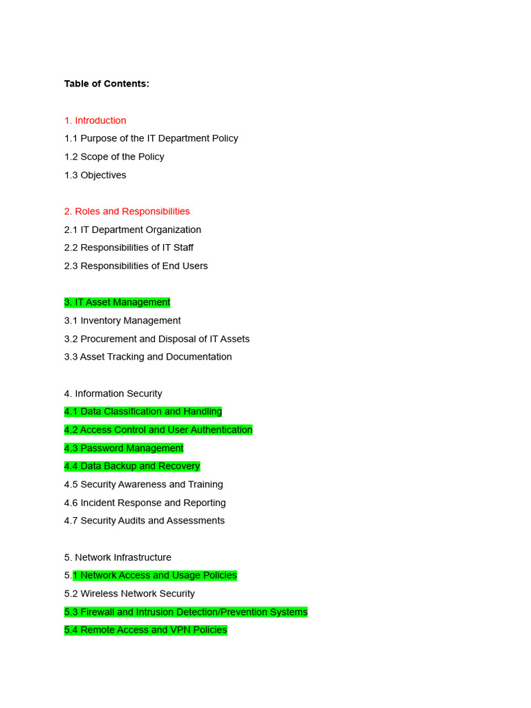 IT Department Roles and Security Policy | PDF | Security | Computer ...