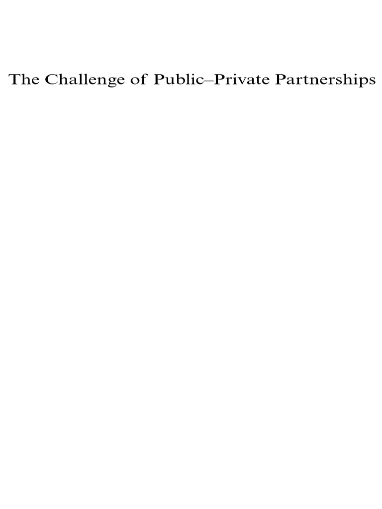 The Challenge of Public Private Partners | PDF | Public–Private ...