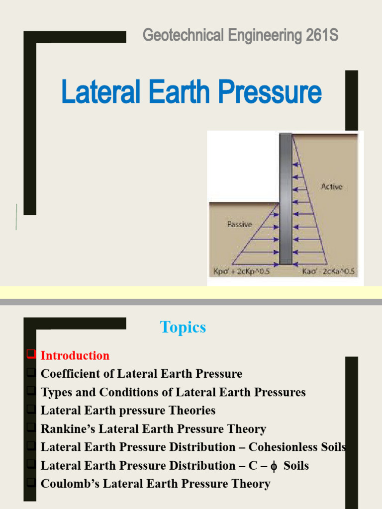 Rankine's Theory of Lateral Earth Pressure | PDF | Mechanics | Physics