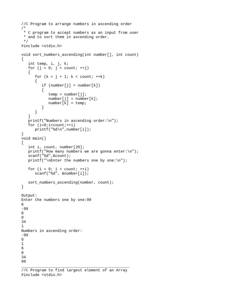 Arrays C Example Programs | PDF | Algorithms And Data Structures ...
