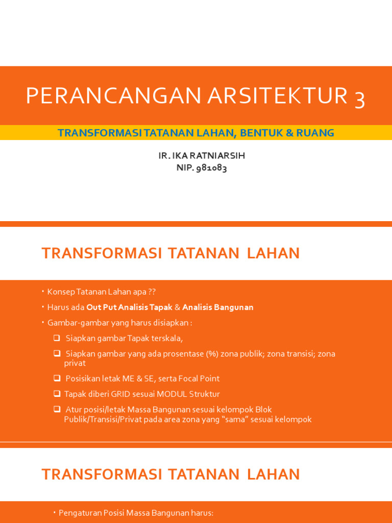Transformasi Tatanan Lahan Arsitektur | PDF | Griya & Taman